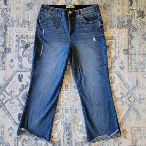 Democracy Ab Tech Itty Bitty Flare Jeans I Size 14 I Cropped I Distressed